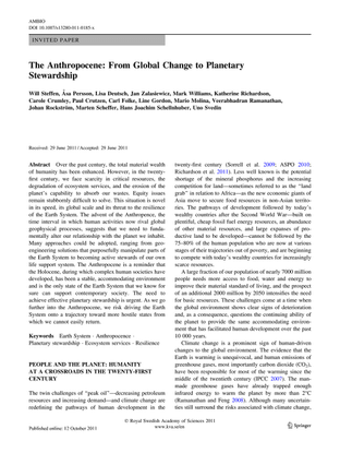 Secondary Litt: Steffens-et.al. - 2011 - The-Anthropocene From Global Change to Planetary Stewardship.pdf