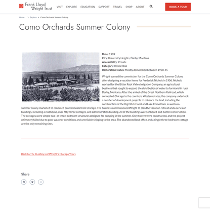 Como Orchards Summer Colony | Frank Lloyd Wright Trust