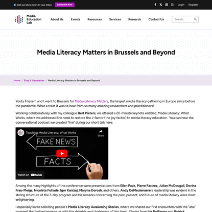 Media Literacy Matters in Brussels and Beyond | Media Education Lab