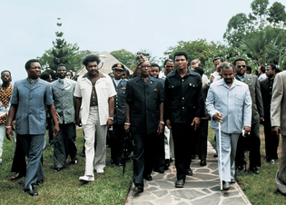 Mohamed Ali avec le président Mobutu et le promoteur Don King, Zaire