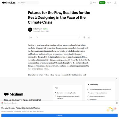 Futures for the Few, Realities for the Rest: Designing in the Face of the Climate Crisis