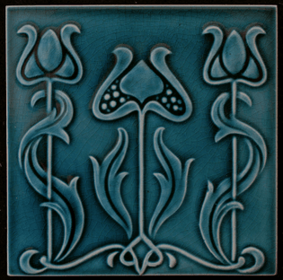 Art Nouveau Tile, 1900, T & R Boote England