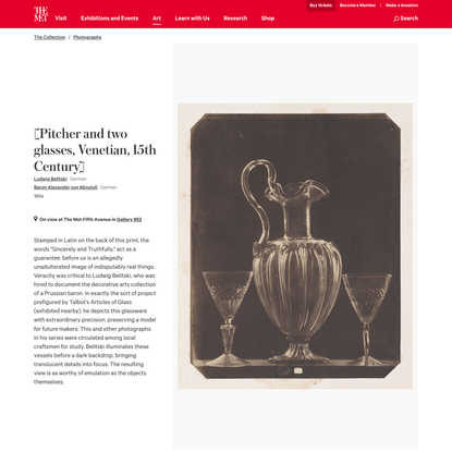 Ludwig Belitski | [Pitcher and two glasses, Venetian, 15th Century] | The Metropolitan Museum of Art