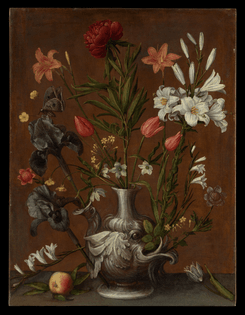Flowers in a Grotesque Vase , ca. 1635,  a painting by  Orsola Maddalena Caccia, born Theodora Caccia (Italian nun, 1596–1676)