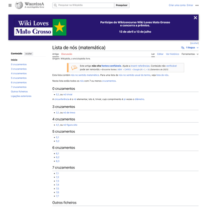 Lista de nós (matemática) – Wikipédia, a enciclopédia livre