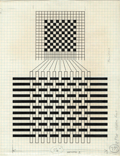 Annie Albers, diagram showing draft notation for a plain weave, ca. 1965