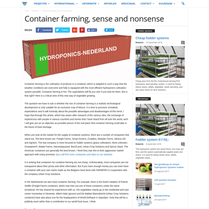 Container farming, sense and nonsense