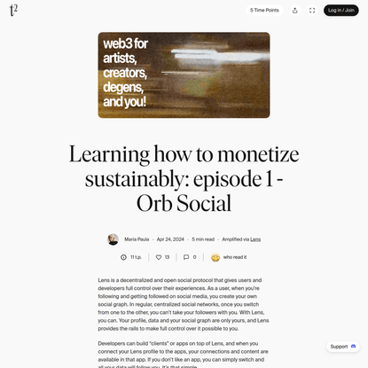 Learning how to monetize sustainably: episode 1 - Orb Social