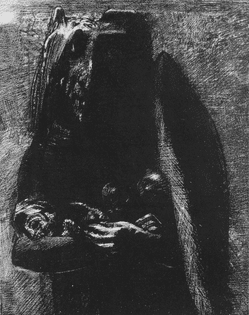 Odilon Redon (1840-1916) - C'est le diable, portant sous ses deux ailes les sept péchés capitaux (It is the devil, carrying under his two wings the seven deadly sins)