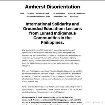 International Solidarity and Grounded Education: Lessons from Lumad Indigenous Communities in the Philippines.