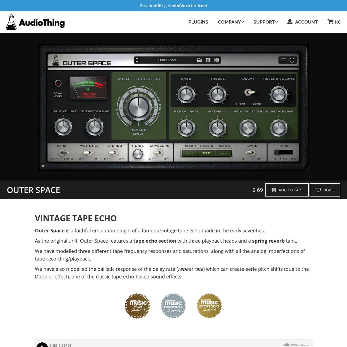 Outer Space Vintage Tape Echo Plugin (VST, AU, AAX) AudioThing — Are.na