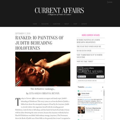 RANKED: 10 Paintings of Judith Beheading Holofernes | Current Affairs