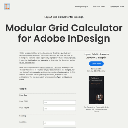 Online layout grid calculator for Adobe InDesign