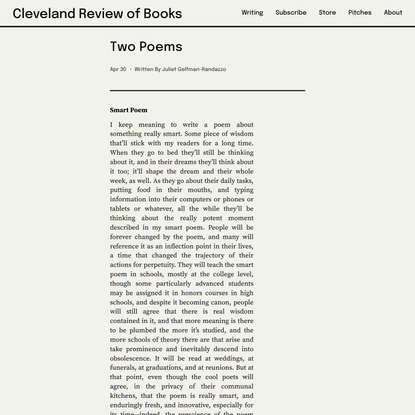 Two Poems — Cleveland Review of Books