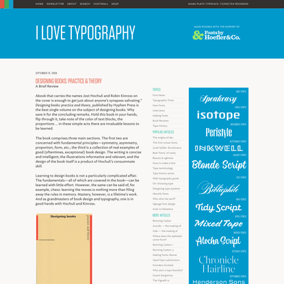 Designing books: practice &amp; theory - I Love Typography