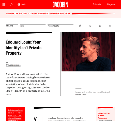 Édouard Louis: Your Identity Isn’t Private Property