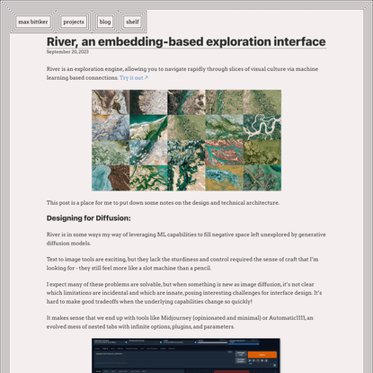 River, an embedding-based exploration interface | max-bittker
