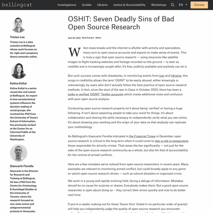 OSHIT: Seven Deadly Sins of Bad Open Source Research - bellingcat