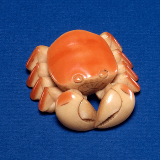 ivory crab netsuke made by Japanese sculptor Jugyoku
