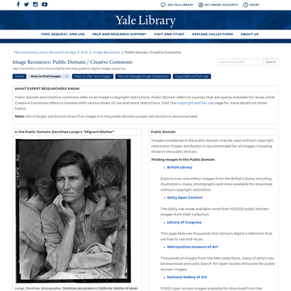Yale University Library Research Guides: Image Resources: Public Domain / Creative Commons