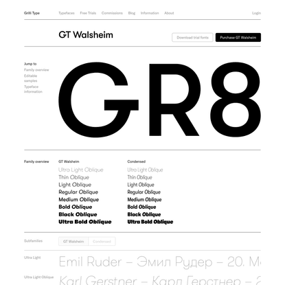 GT Walsheim – Typeface Specimen and License Purchase