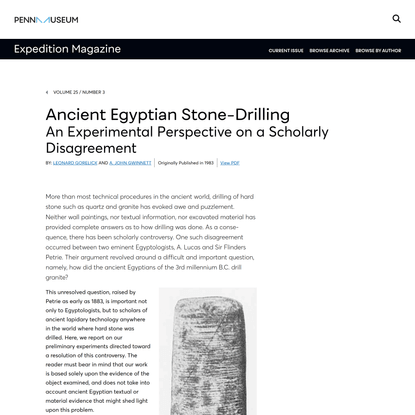 Expedition Magazine | Ancient Egyptian Stone-Drilling