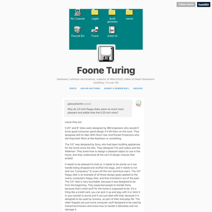 Foone Turing — Why do 3.5 inch floppy disks seem so much more...
