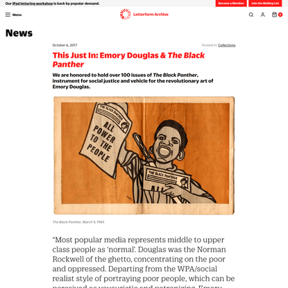 This Just In: Emory Douglas & The Black Panther - Letterform Archive