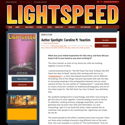 Author Spotlight: Caroline M. Yoachim - Lightspeed Magazine