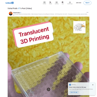 [Video] Vishal Pratik 💎 on LinkedIn: #3dprinting #sla3dprinting #bangalore #transparent3d #makeinindia…