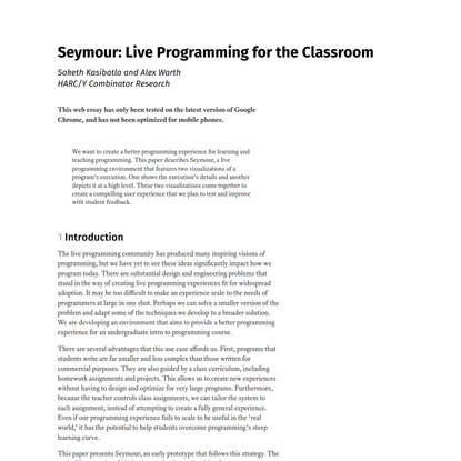 Seymour: Live Programming for the Classroom