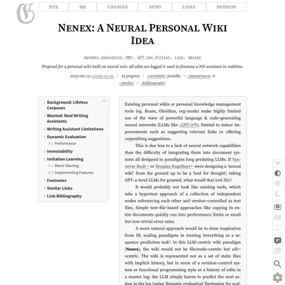 Nenex: A Neural Personal Wiki Idea
