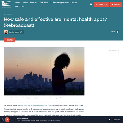 How safe and effective are mental health apps? (Rebroadcast)