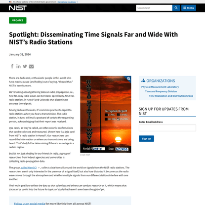 Spotlight: Disseminating Time Signals Far and Wide With NIST’s Radio Stations