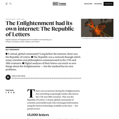 The Enlightenment had its own internet: The Republic of Letters