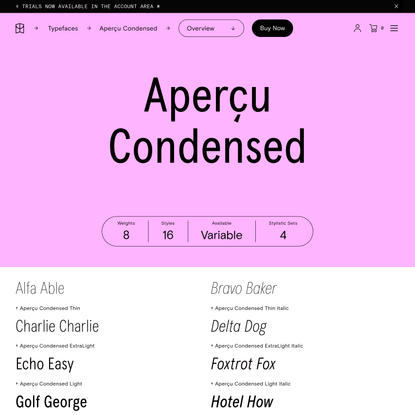 Aperçu Condensed Font — Colophon Foundry