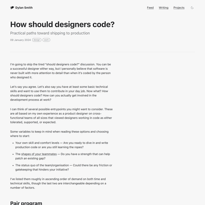 How should designers code?