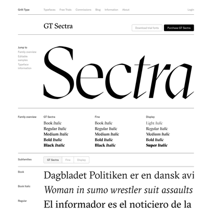 GT Sectra – Typeface Specimen and License Purchase