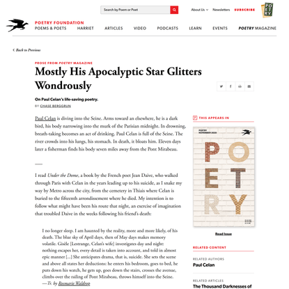 Mostly His Apocalyptic Star Glitters Wondrously by… | Poetry Magazine