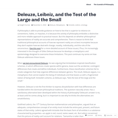 Deleuze, Leibniz, and the Test of the Large and the Small