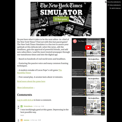 The New York Times Simulator by molleindustria