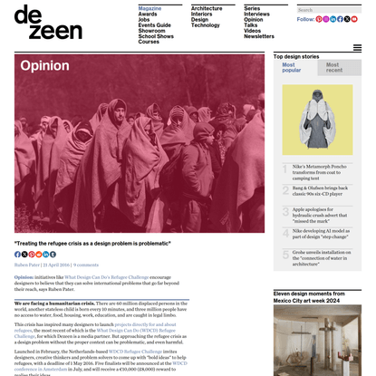 Opinion: Ruben Pater on the refugee crisis as a design problem