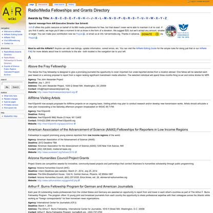 Radio/Media Fellowships and Grants Directory - AIRwiki