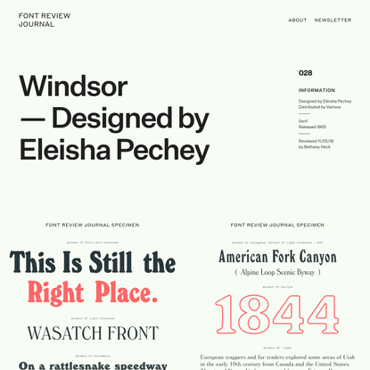 Windsor – Font Review Journal