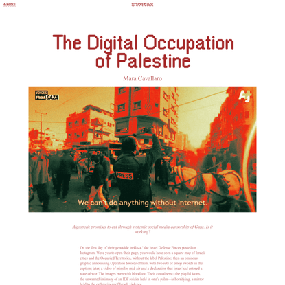 The Digital Occupation of Palestine