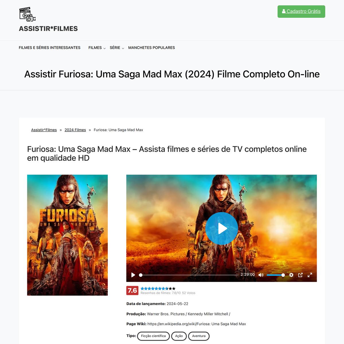 Assistir Furiosa: Uma Saga Mad Max Filme Completo Dublado Online | Are.na