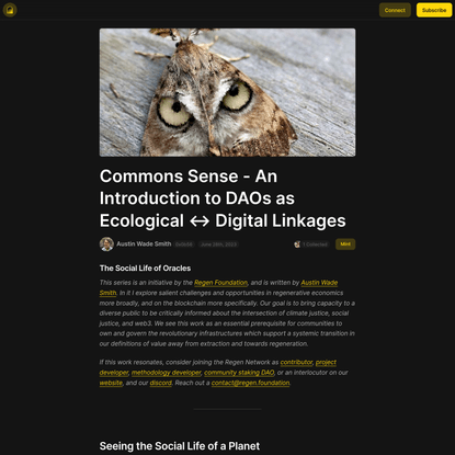 Commons Sense - An Introduction to DAOs as Ecological ↔ Digital …