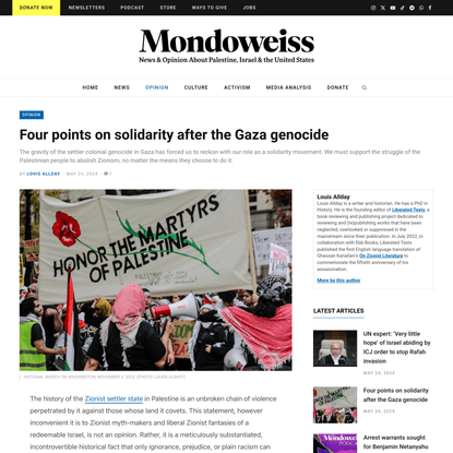 Four points on solidarity after the Gaza genocide – Mondoweiss