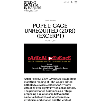 Pope.L: Cage Unrequited (2013) (excerpt)