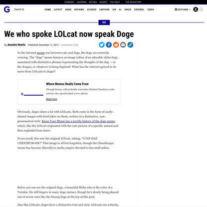 We who spoke LOLcat now speak Doge